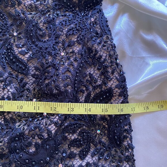 Sherri Hill Black Lace Beaded Feather Trim Mini Size 2 Party Prom Sweetheart - Picture 7 of 9